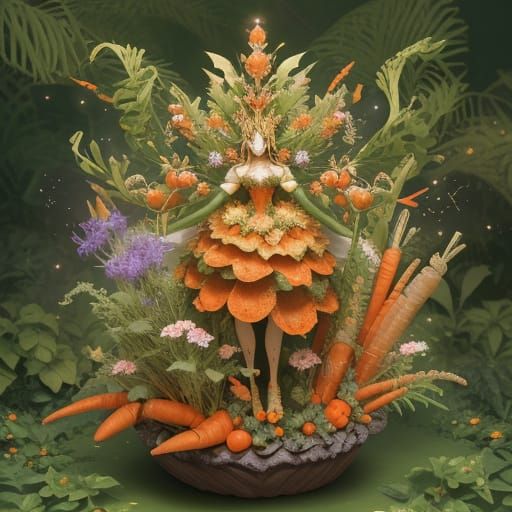 Majestic Carrot Monarch with Blossoms and Lights