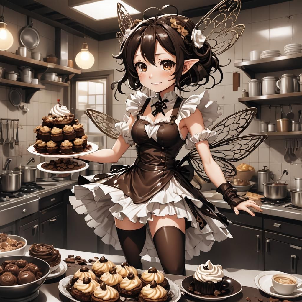 Chocolate Cream Fairy in Anime Cel-Shaded Style