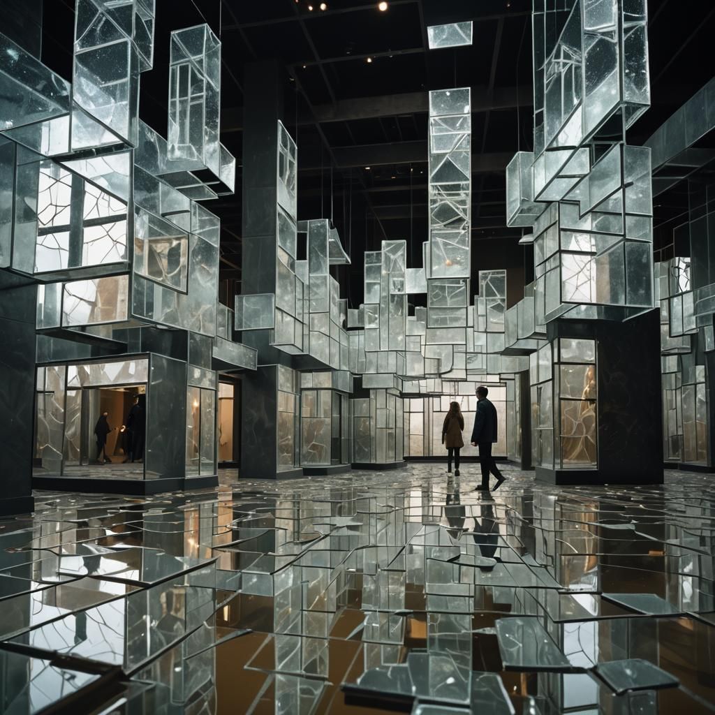 Surreal Glass Labyrinth with Impossible Geometry