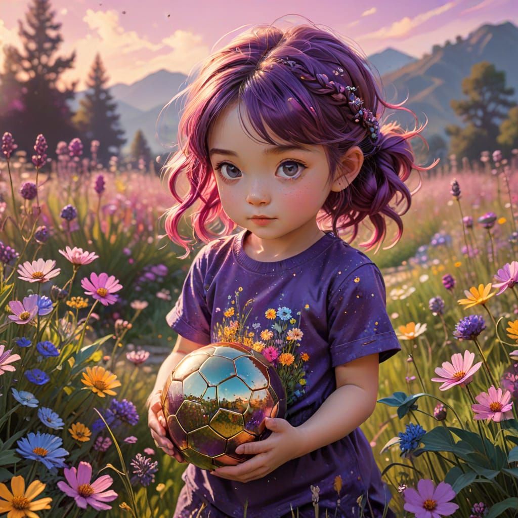 Glittering Toddler Girl in Psychedelic Alcohol Ink Style