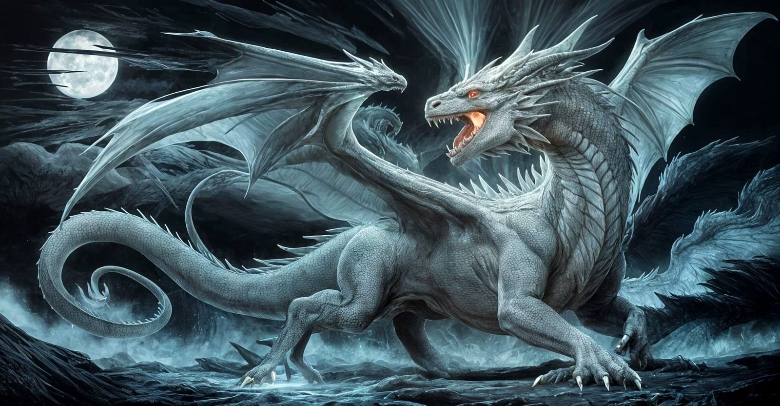 Divine Dragon Illuminated by Moonlight