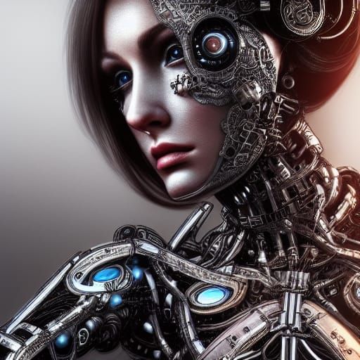 Hyperrealistic Robotic Woman with Intricate Details