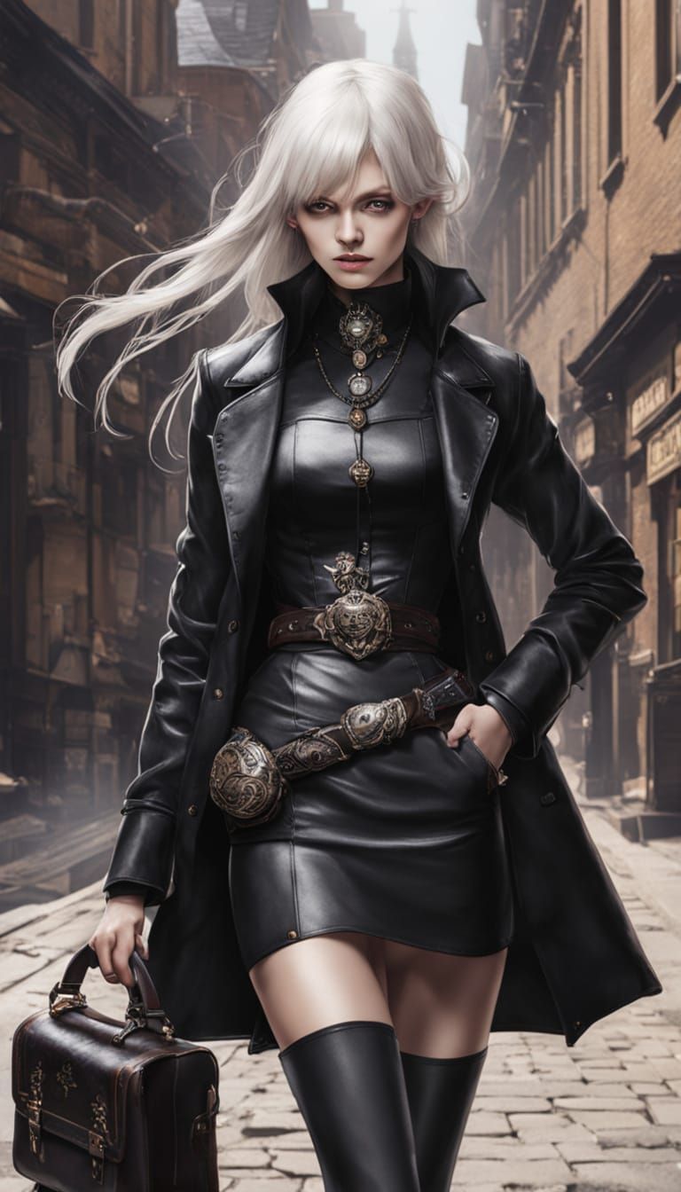 Gothic Woman with Eye Patch in Victorian Town