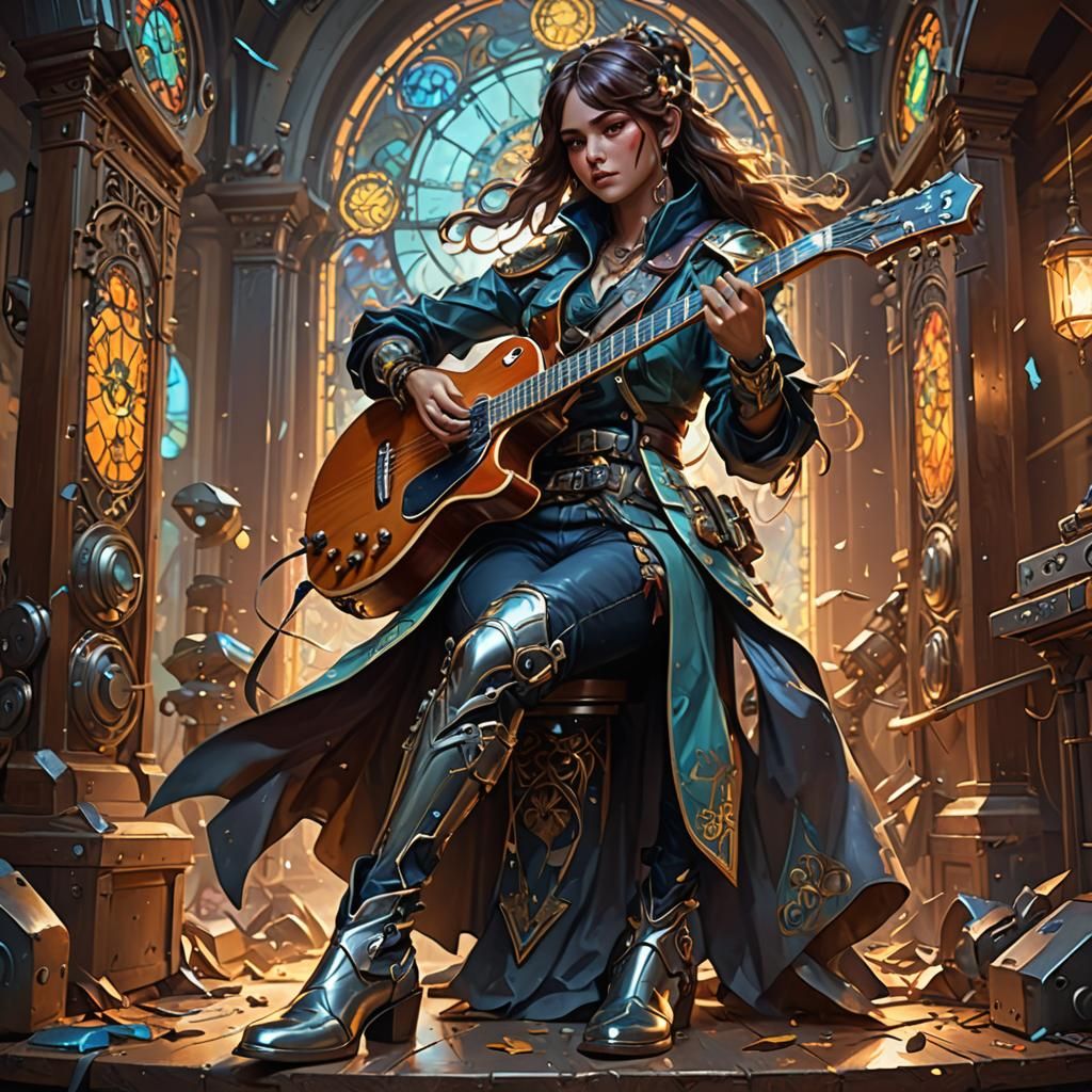 Alt-Country Musician Portrait in Art Nouveau Style