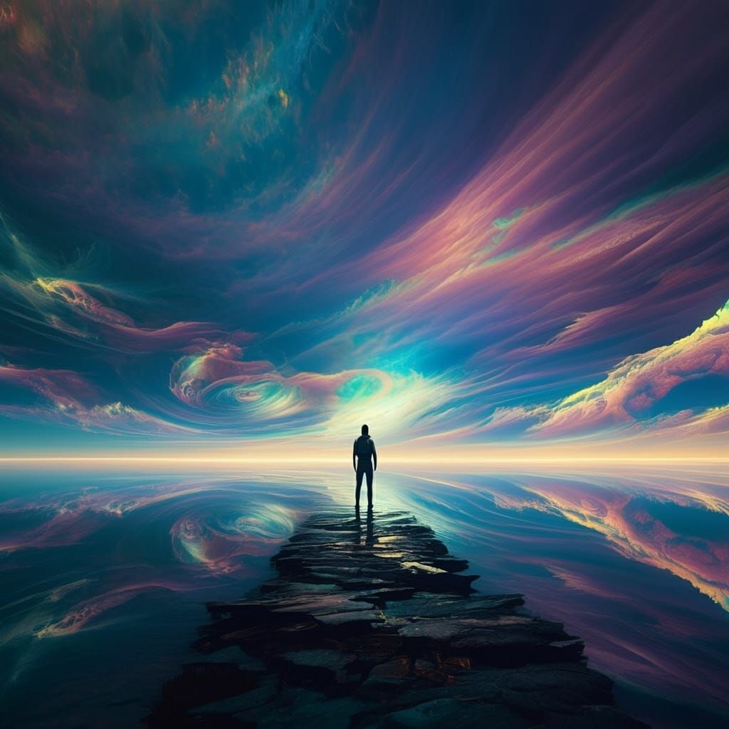 Eternal Shimmering Horizon in Dreamlike Abstraction