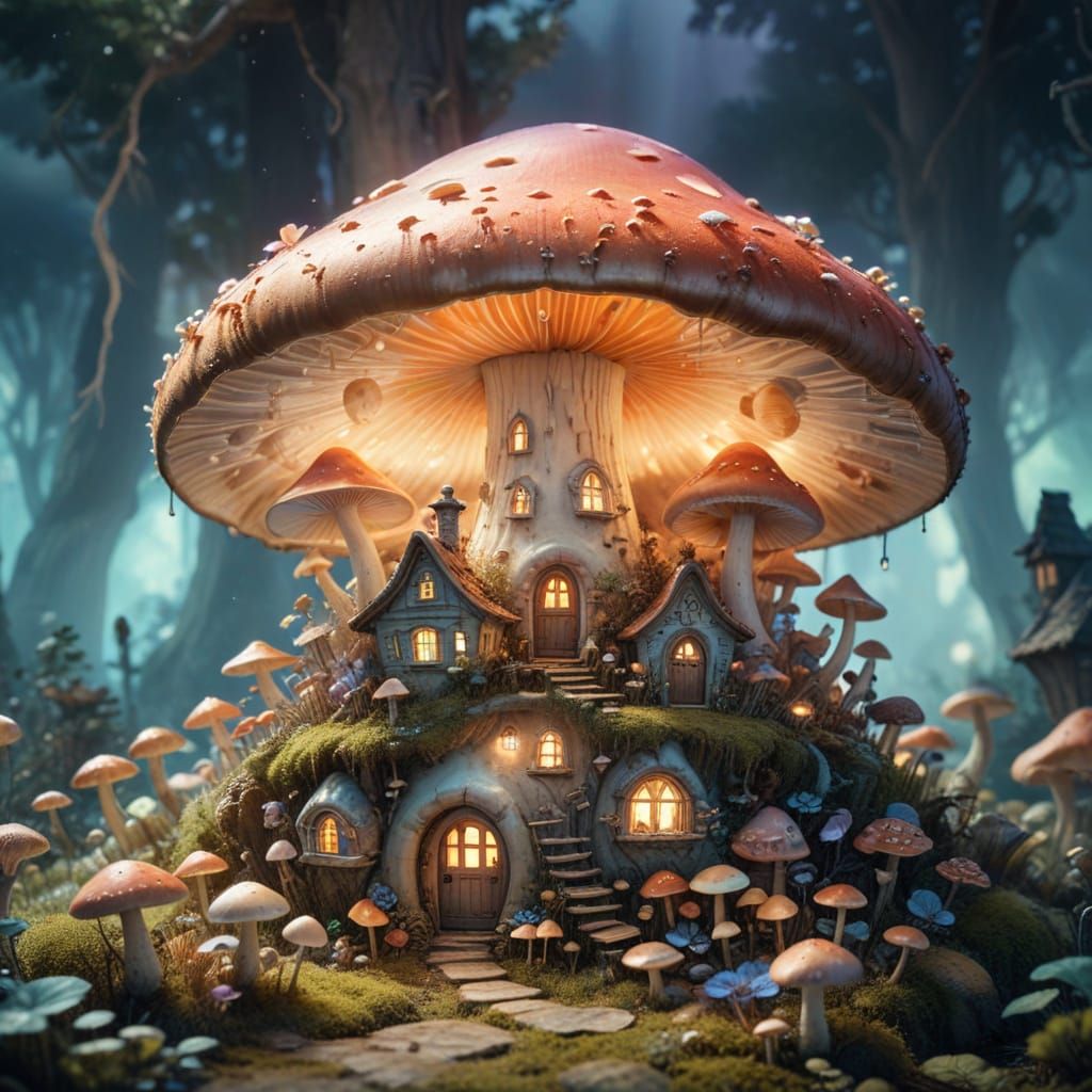 Whimsical Watercolor Mushroom Realm