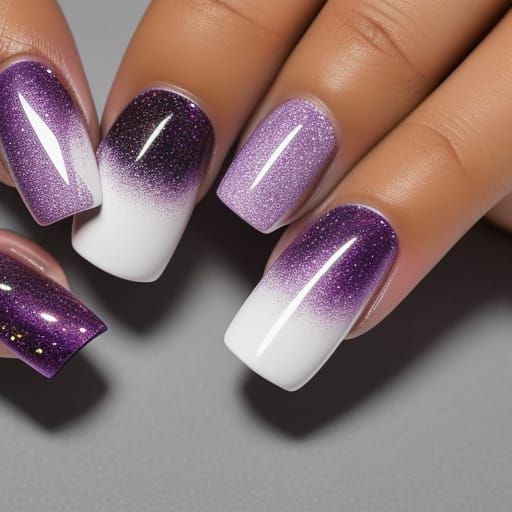 Hand with Ombre Purple Nail Polish