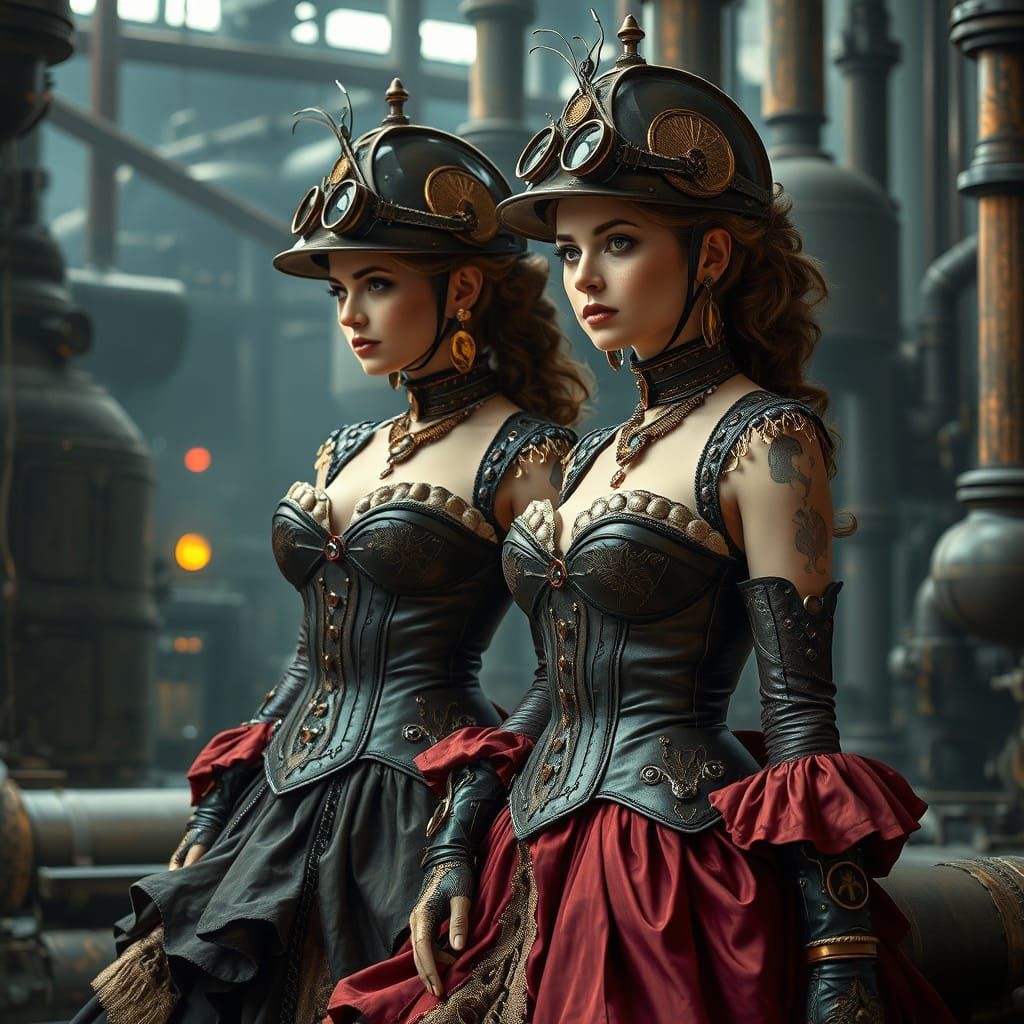 Steampunk Women in Industrial Opulence
