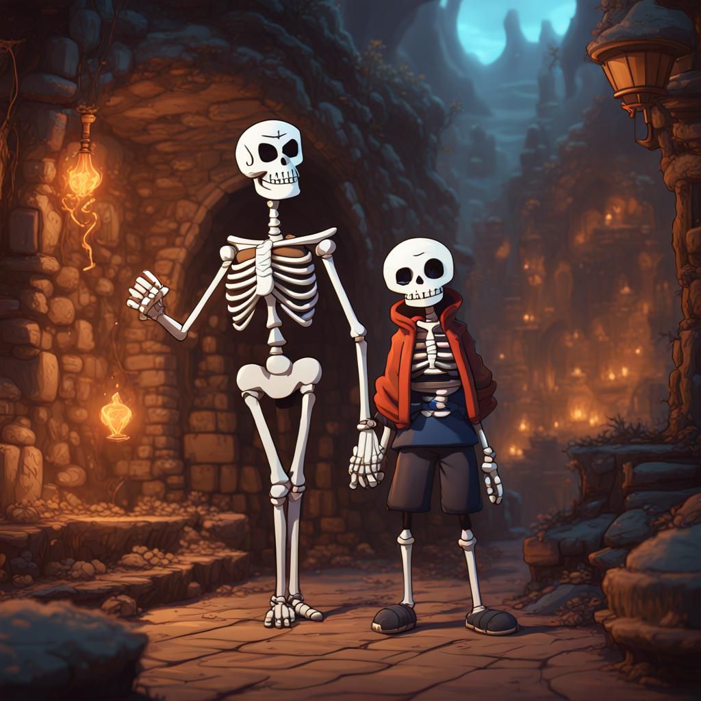 Undertale Skelebros Sans and Papyrus: Detailed Matte Paintin...