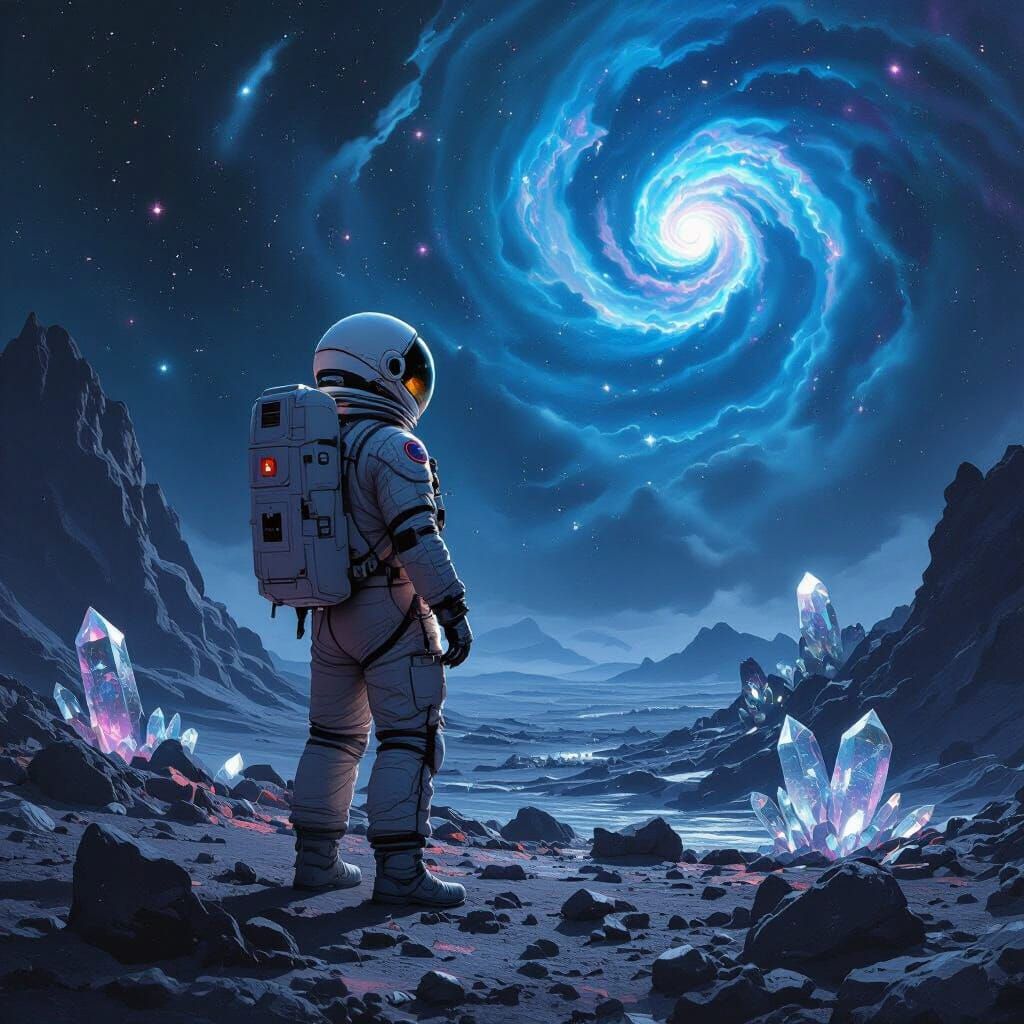 Astronaut on Alien Planet in Surreal Style