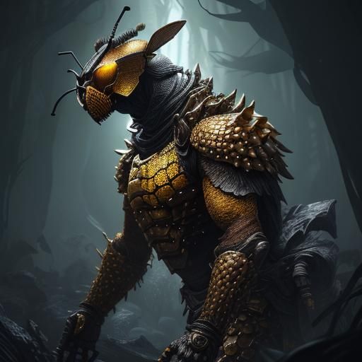 Towering Honeycomb Insect in Dark Fantasy Style