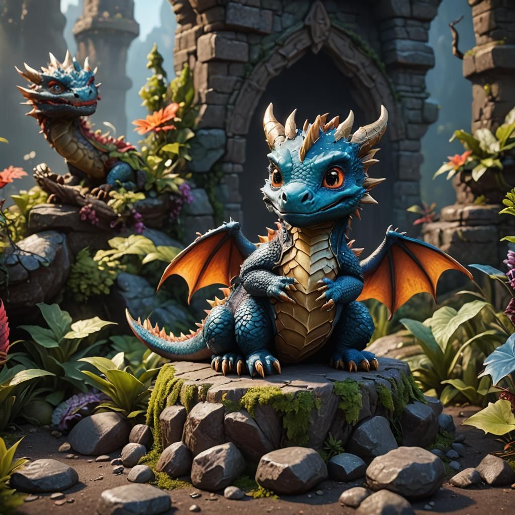 Cute Miniature Baby Dragon Fantasy Art