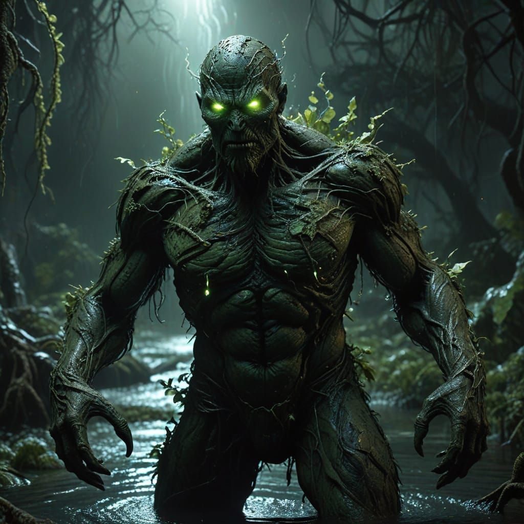 Swamp Thing Emerges: Hyperrealistic Digital Art