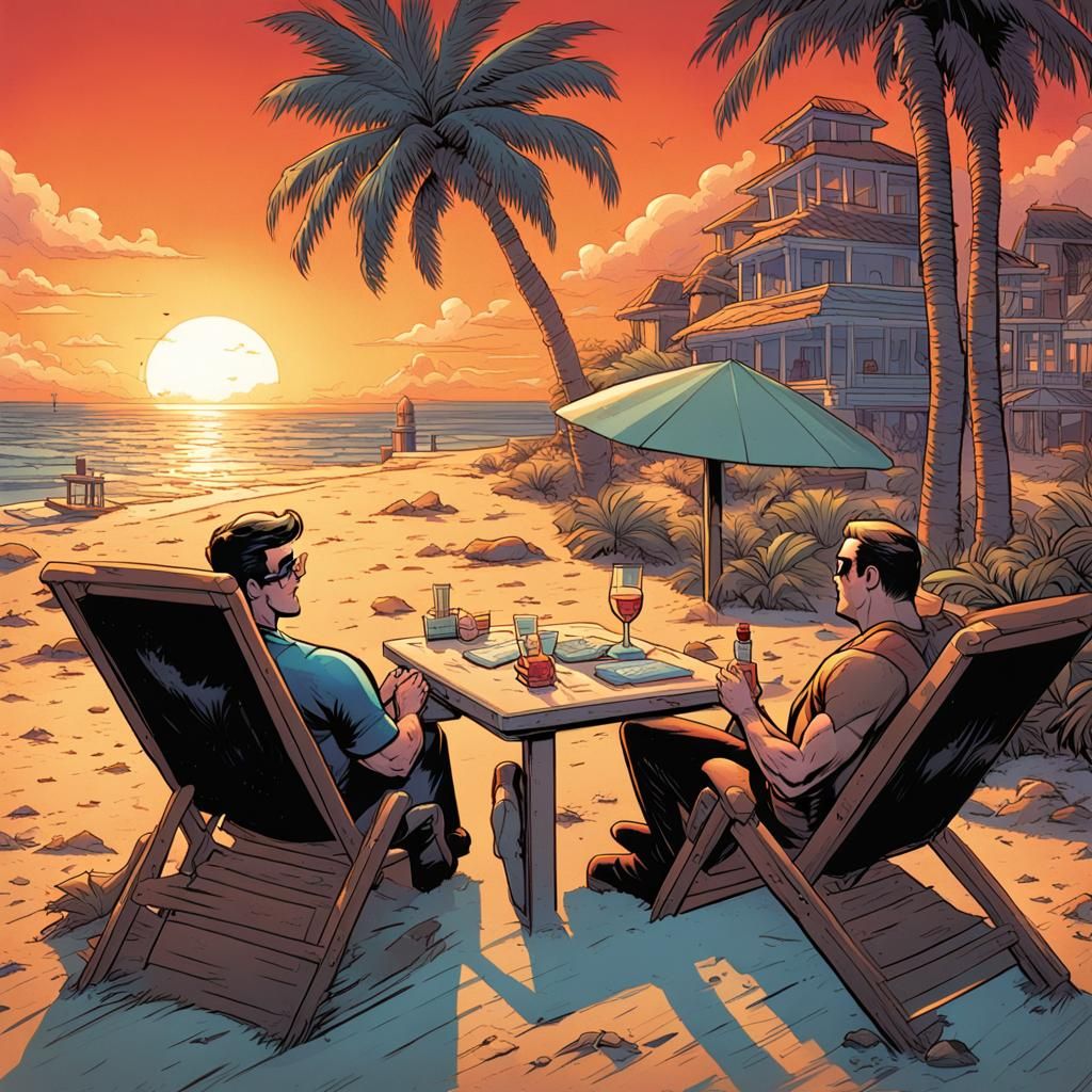 Mister Incredible on Beach: Comic Book Art