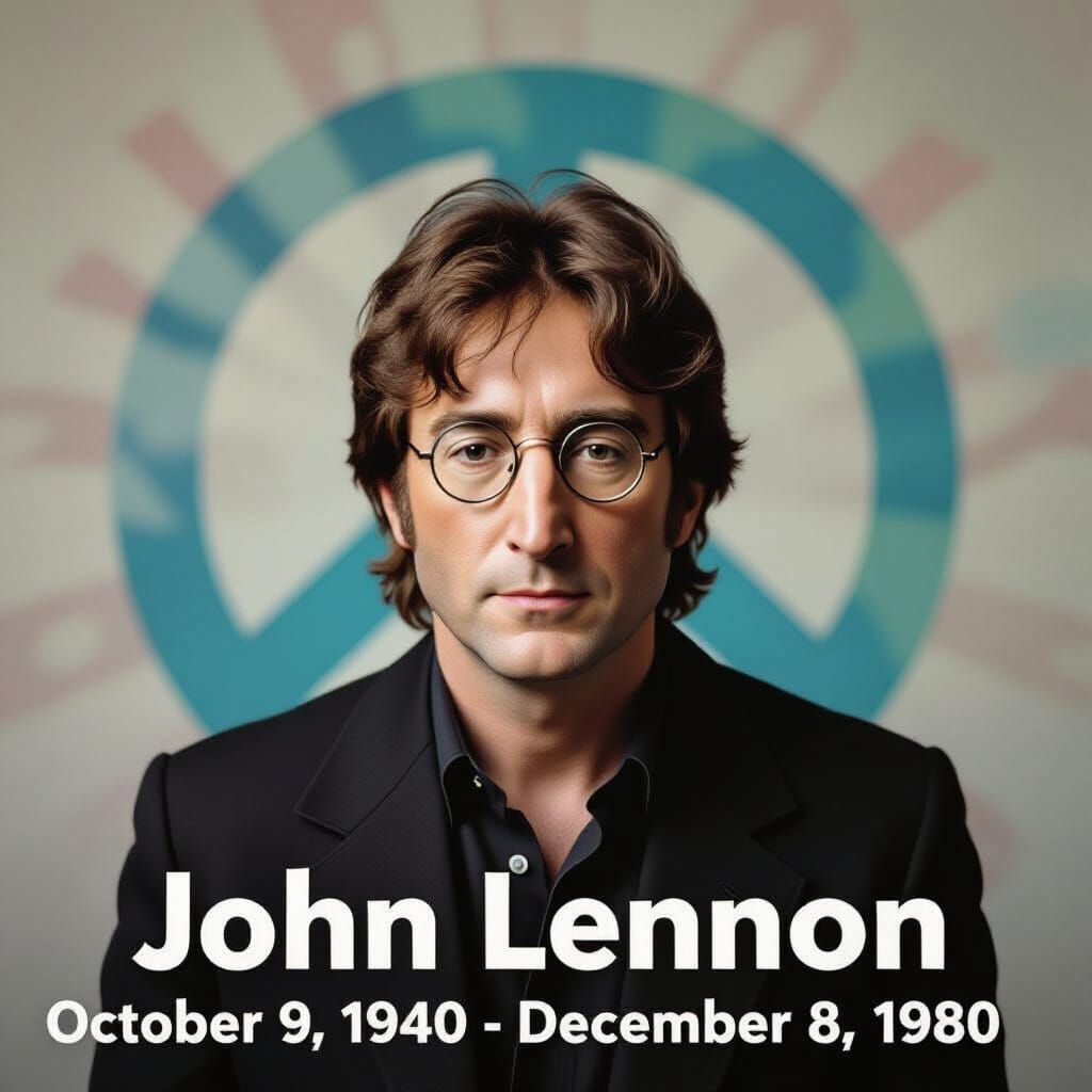 John Lennon with Peace Sign in Classic Rock Style