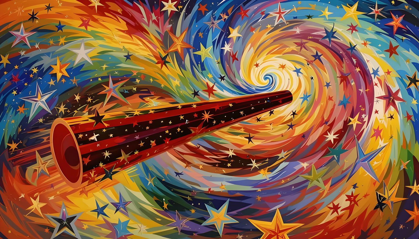 Metallic Cylinder Races Through Impasto Cosmos