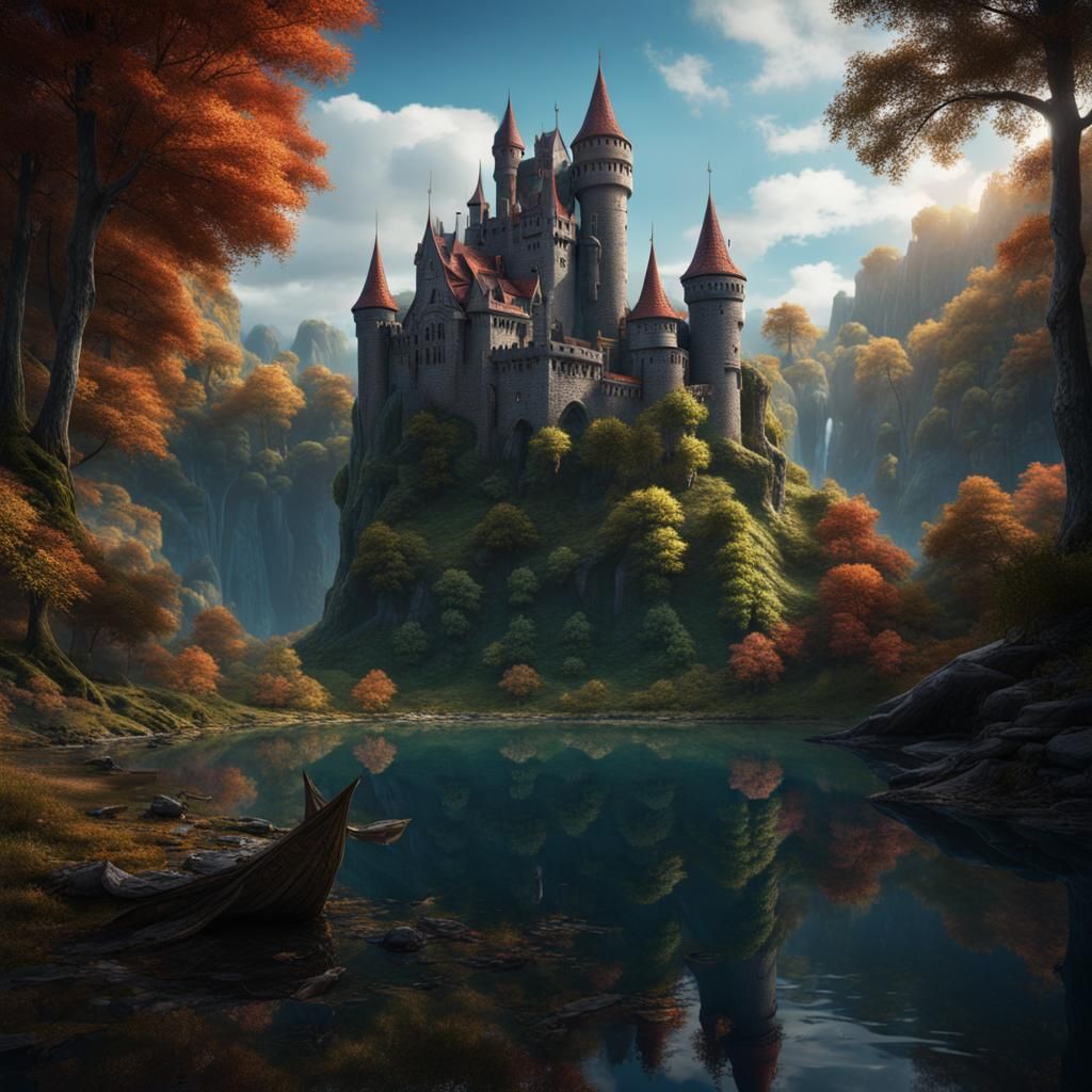 Fantasy Castle by Water: Detailed Matte Painting