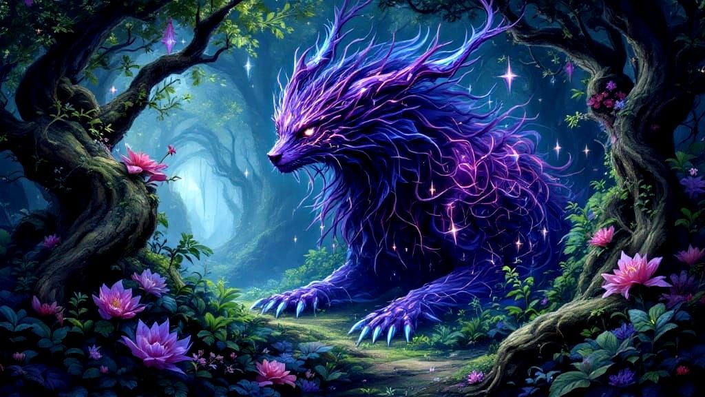 Whimsical Forest Monster in Emerald Hues