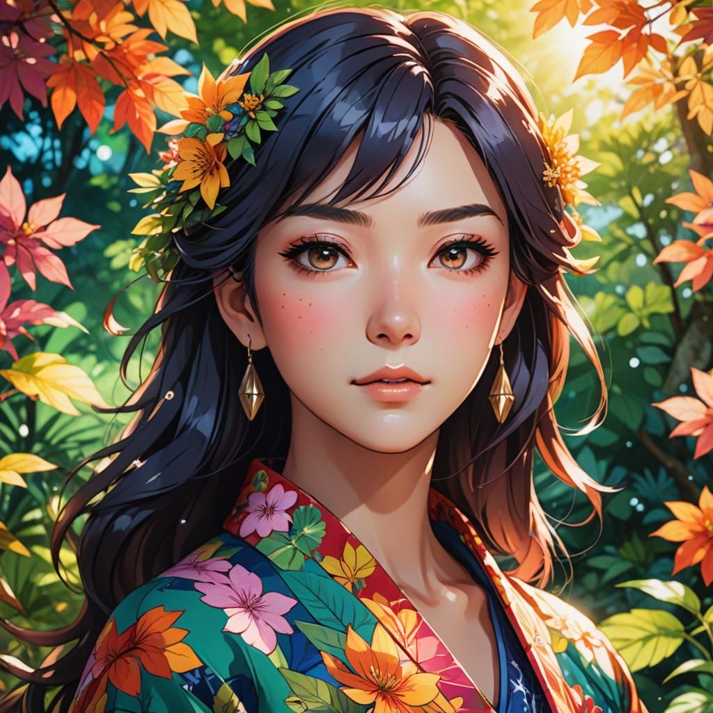 Anime Woman Portrait in Studio Trigger Style