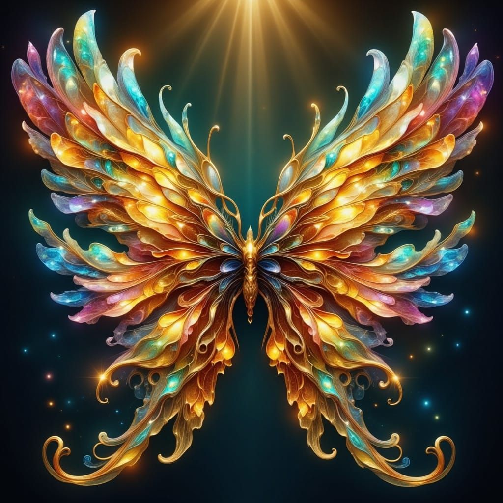 Majestic Fantasy Wings in Steampunk Style