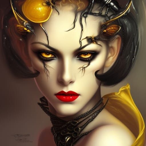 Gothic Bee Queen in Dark Fantasy Art Style