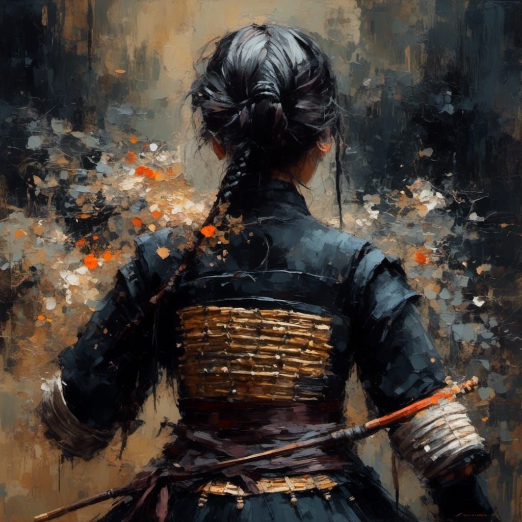 Kendo Woman in Oil Painting Style