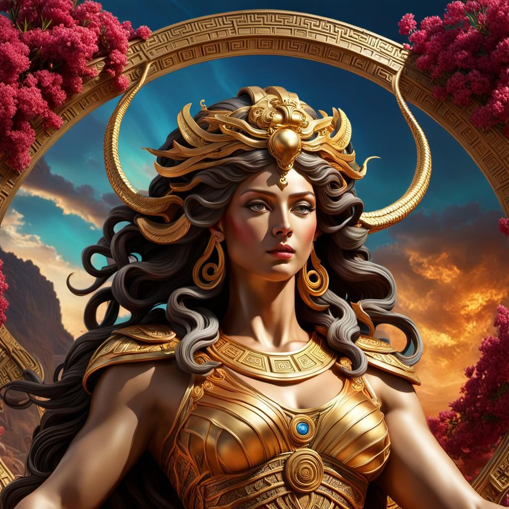 Athena, the formidable goddess of wisdom and warfare in Greek mythology,