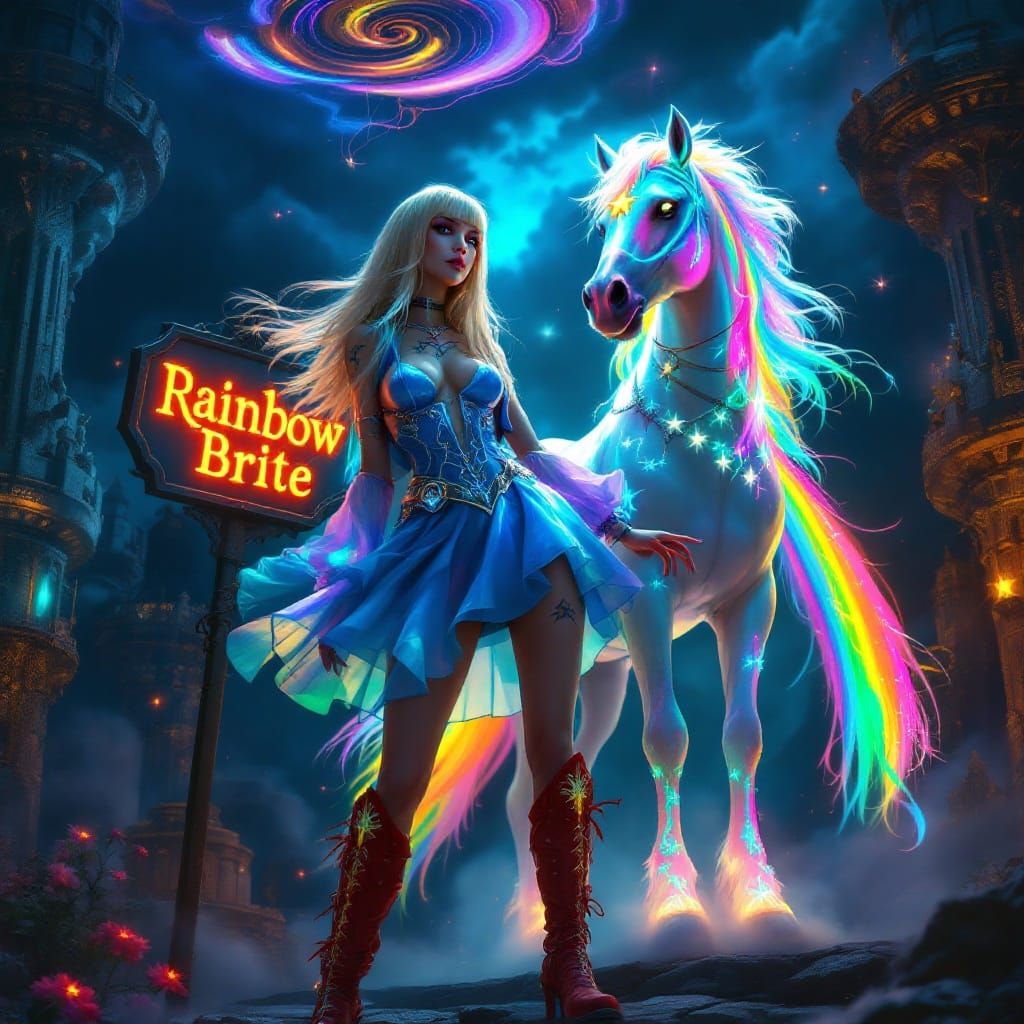 Goth Rainbow Brite in Majestic Action Pose