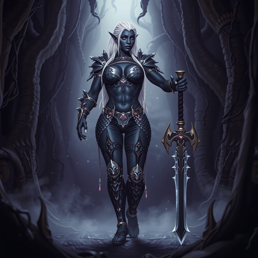 Beastly Drow Muscle Mommy Cinematic Film Still