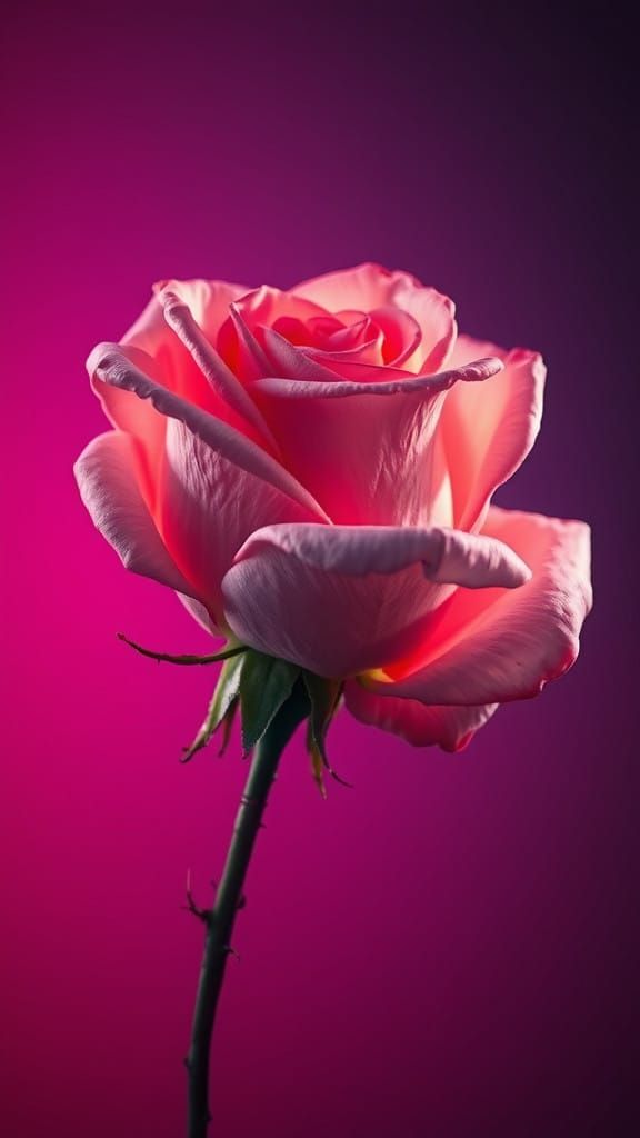 Surreal Hyperrealistic Rose Blooms Against Gradient Backgrou...