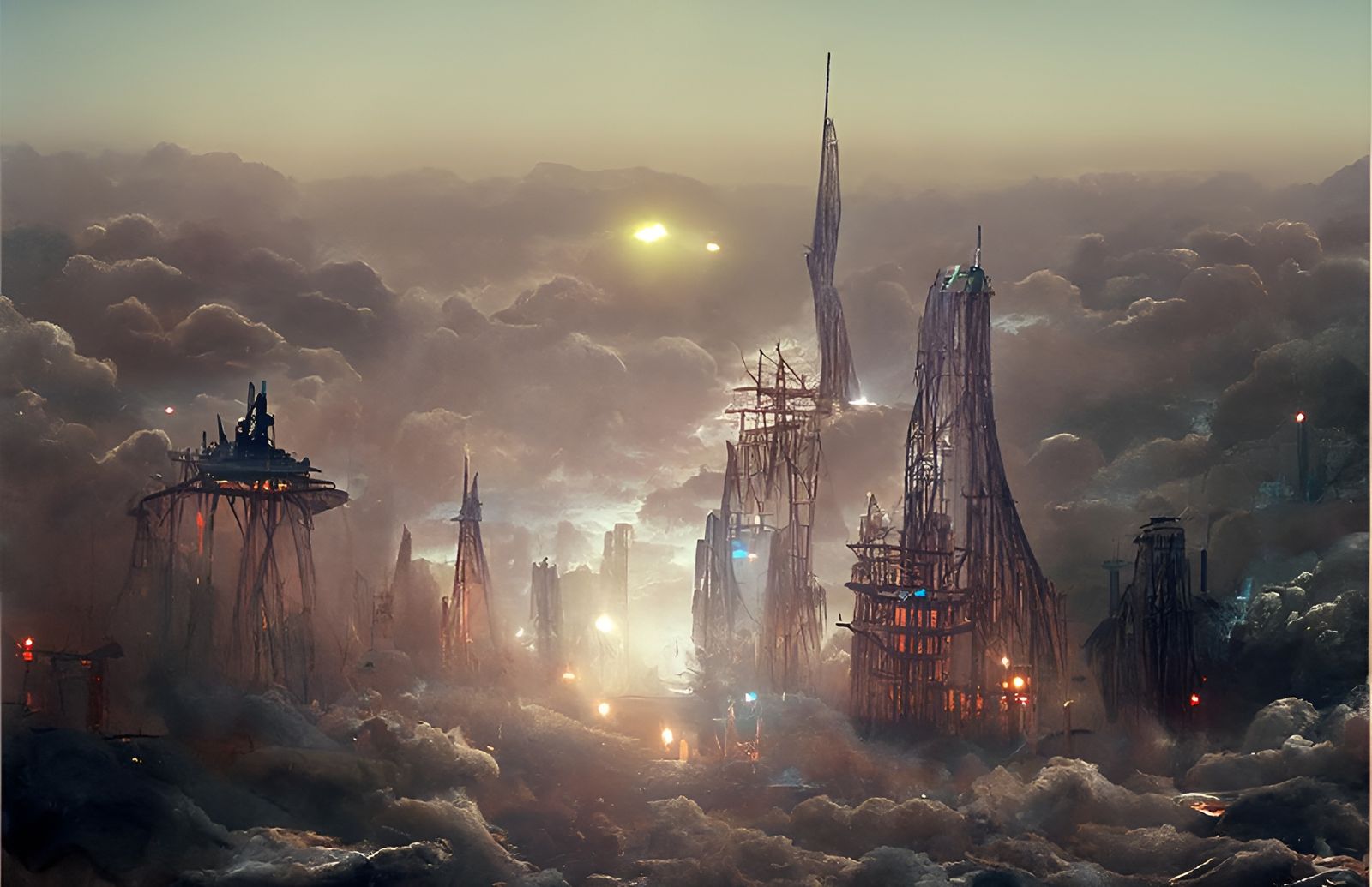 Metropolis Under Alien Watch: Digital Art