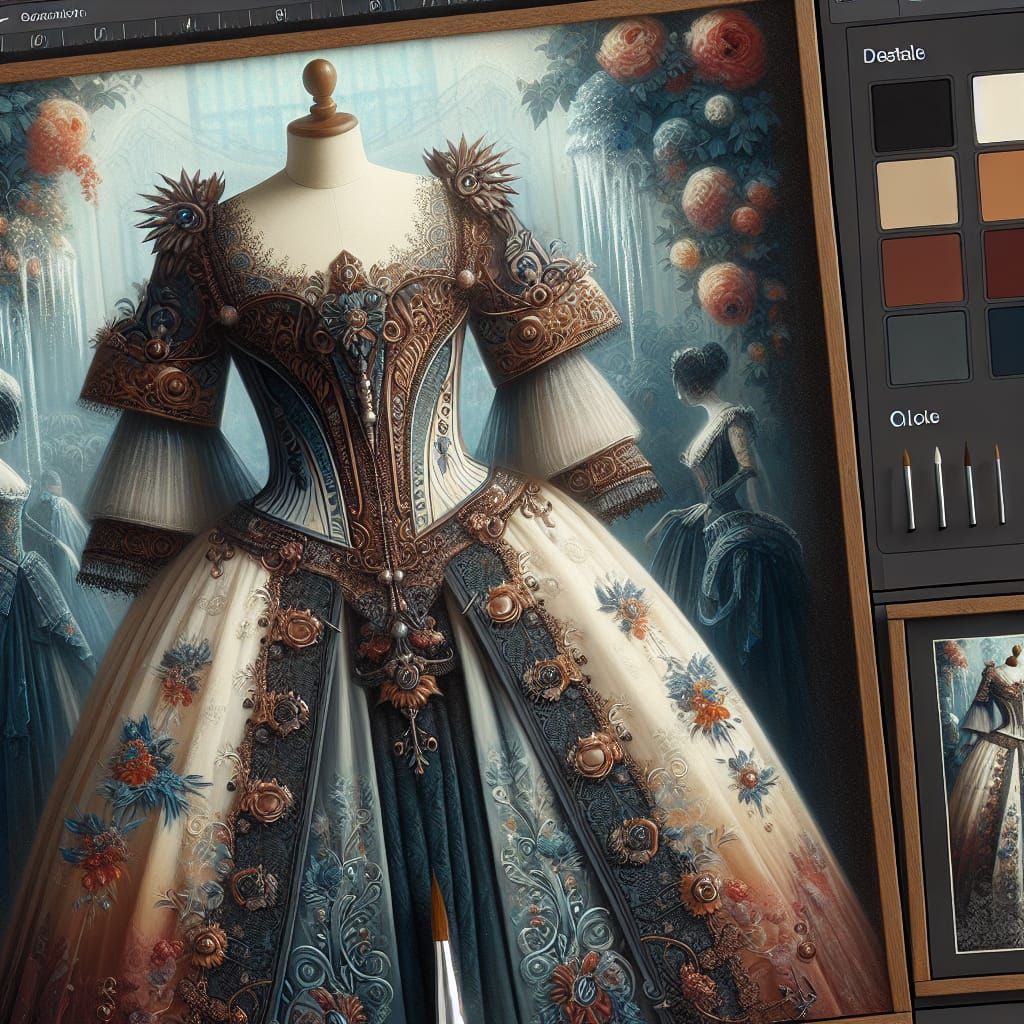 Intricate 18th Century Ice Dress Concept Art