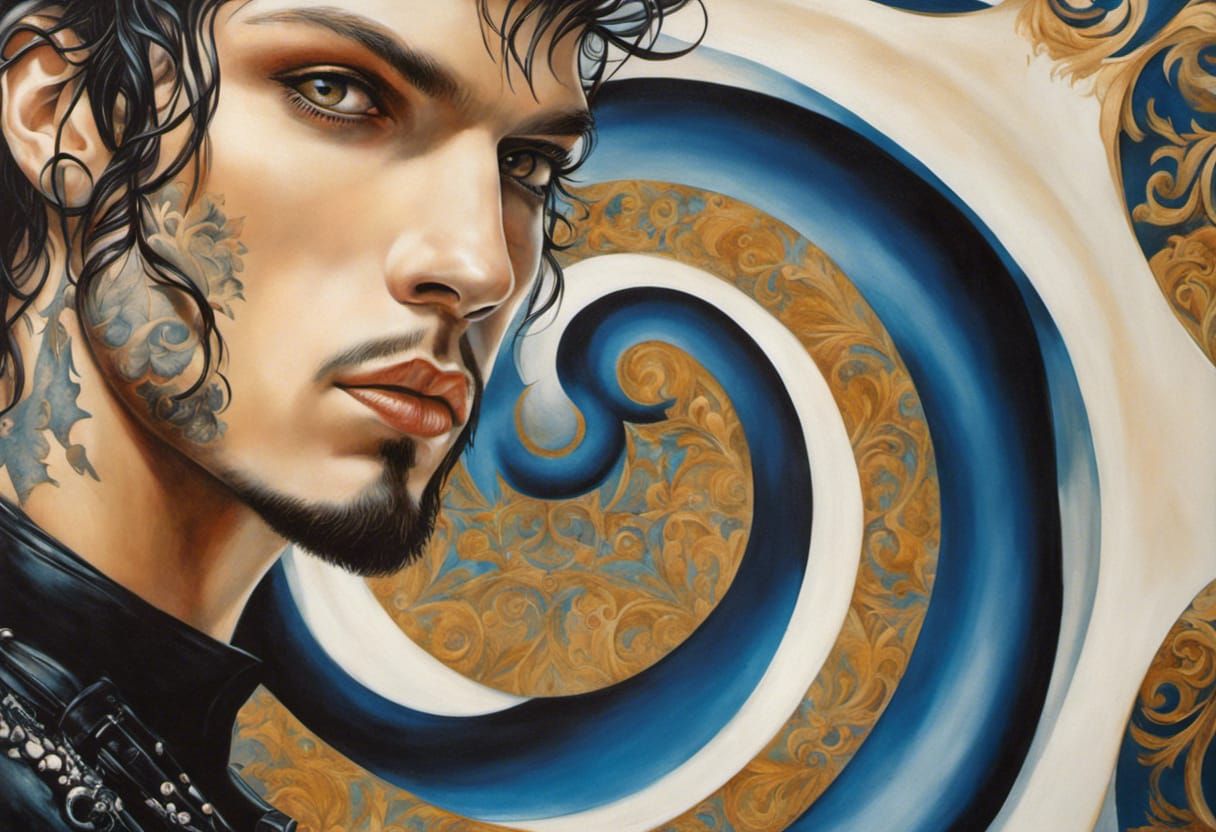 Gothic Oil Painting: Young Man with Tattoos
