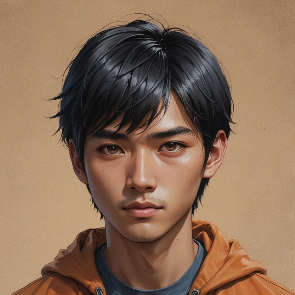 Hyperrealistic Portrait of an Asian Young Man