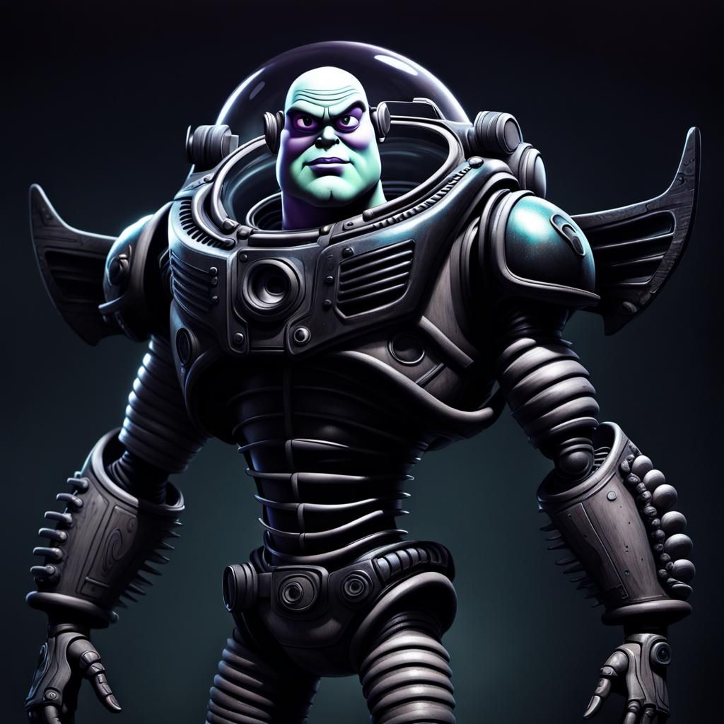 Dystopian Buzz Lightyear in Giger Style