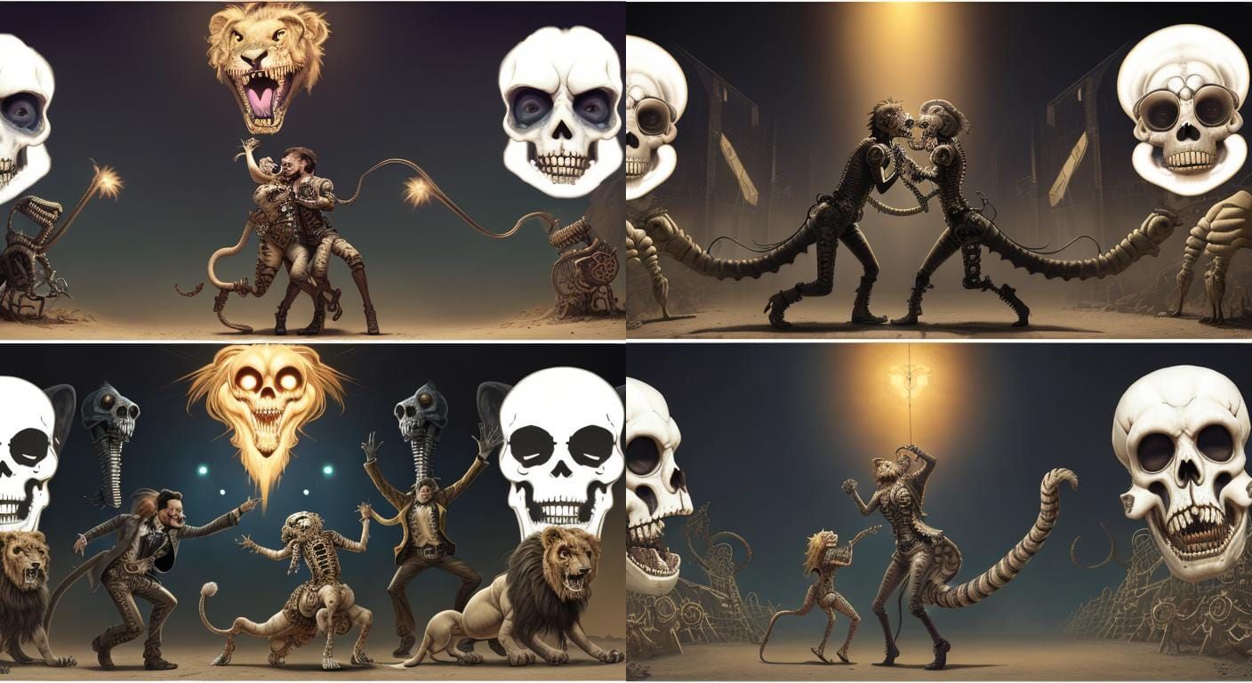 Lion and Joey Snake Dancing With Skeletons