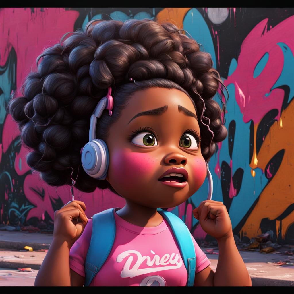 Distressed Girl in Graffiti Art Style