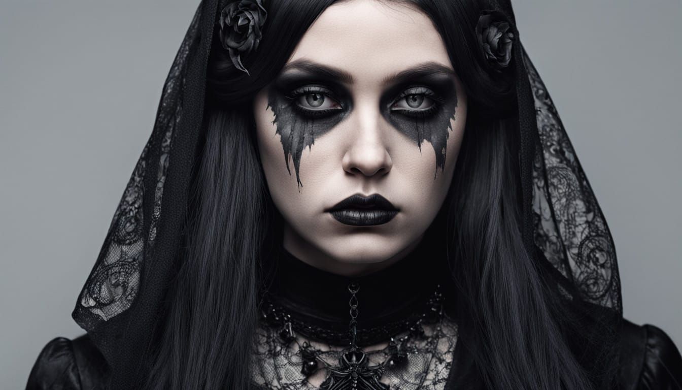 Sensual Gothic Woman in Hyper Realistic Color