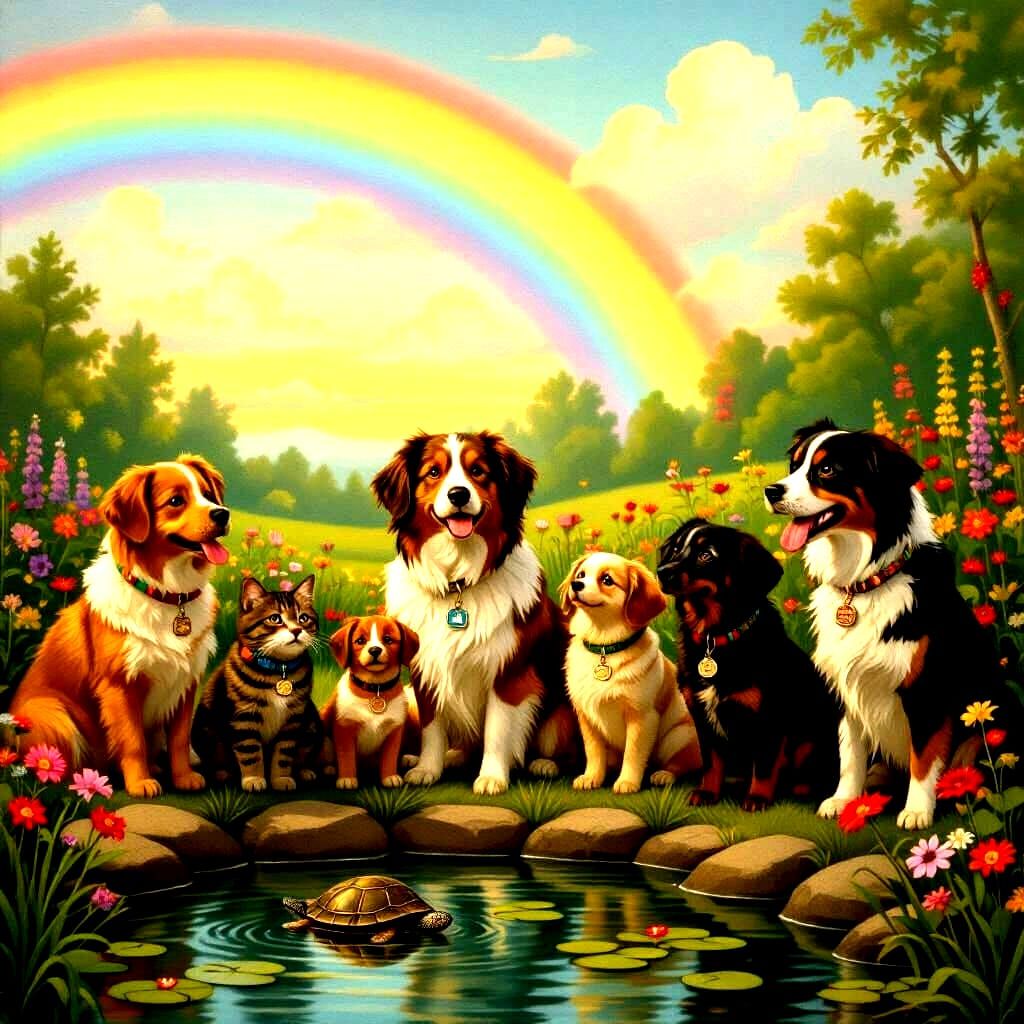 Animals Awaiting Reunion at the Rainbow Bridge