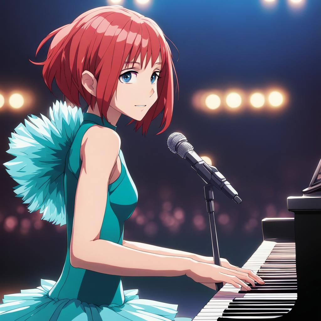 Anime Style: Two Girls Perform on Stage