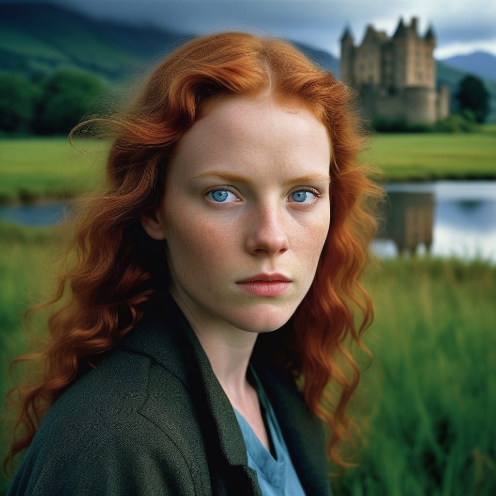 Elegant Scottish Beauty in Lush Highland Landscape