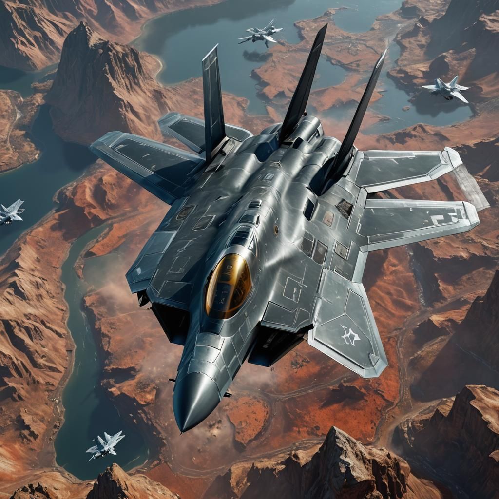 F-22 Fighter Plane in Detailed Matte Painting