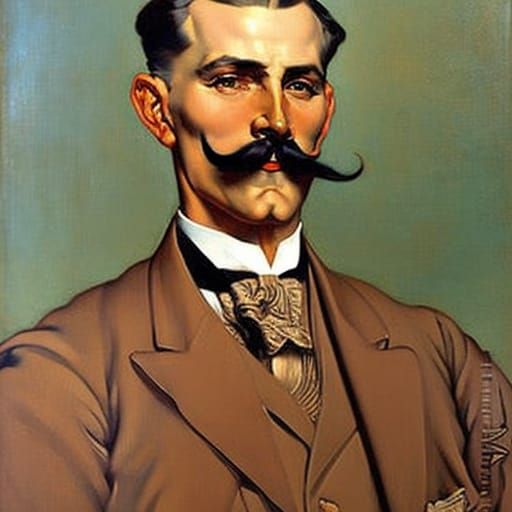 Elegant Portrait in Art Nouveau Impasto Style