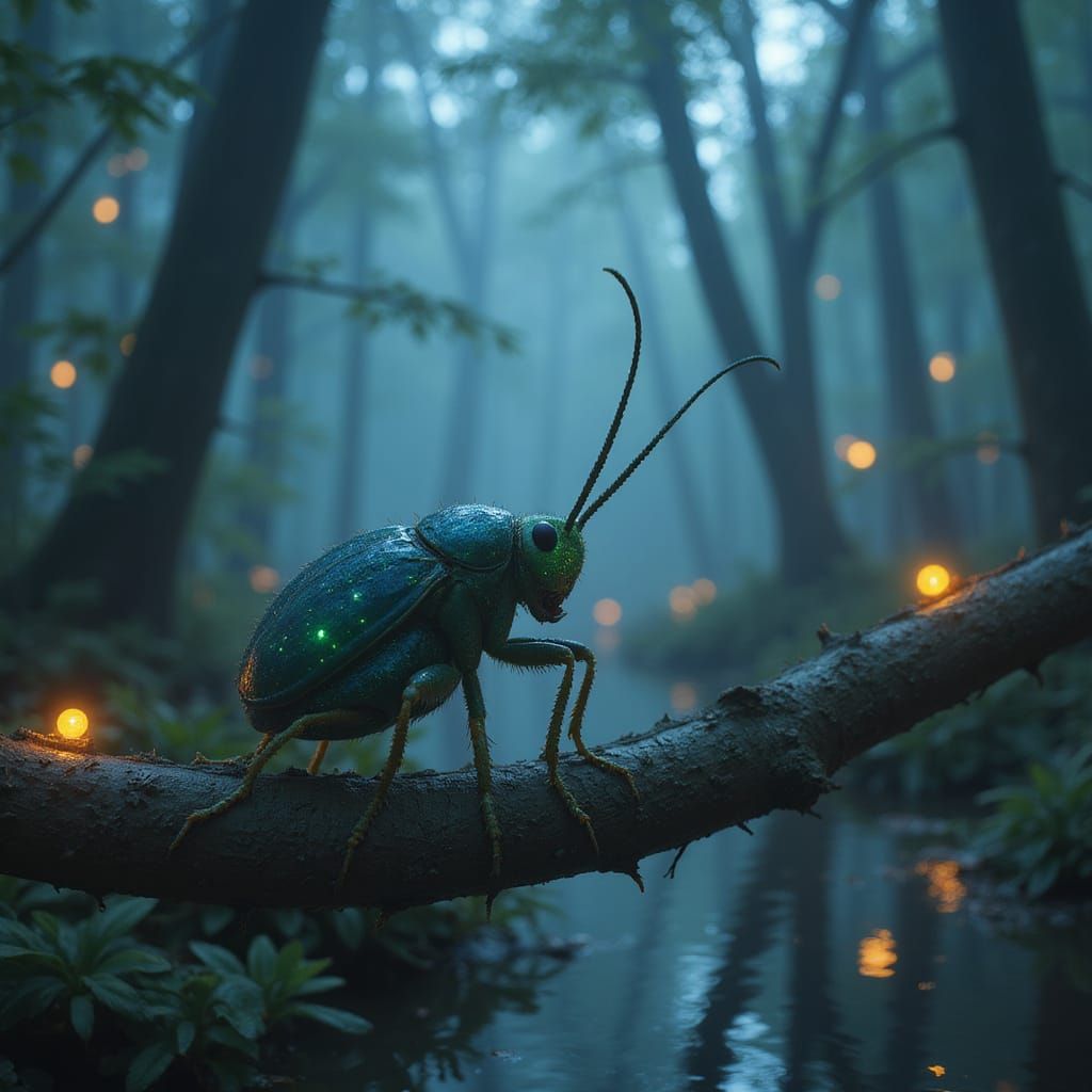 Bioluminescent Insect in Alien Swamp Concept Art