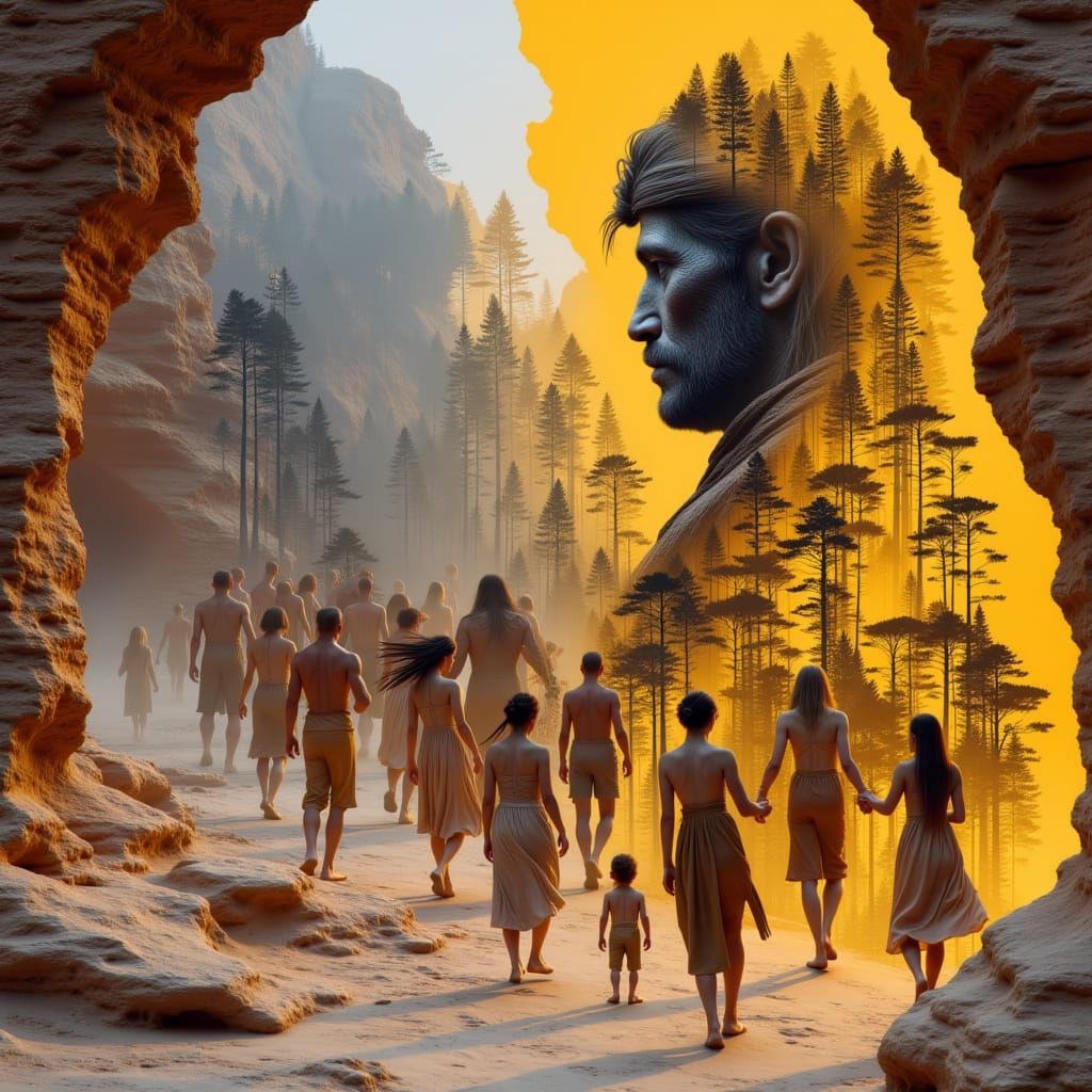 Ancestral Dreamtime Celebration in Surreal Sandstone Canyon