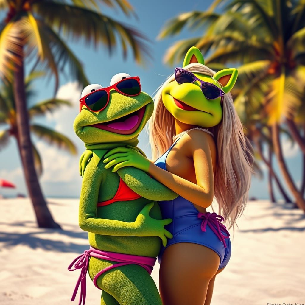 Photorealistic professional photo shoot with Kermit Frog in ...