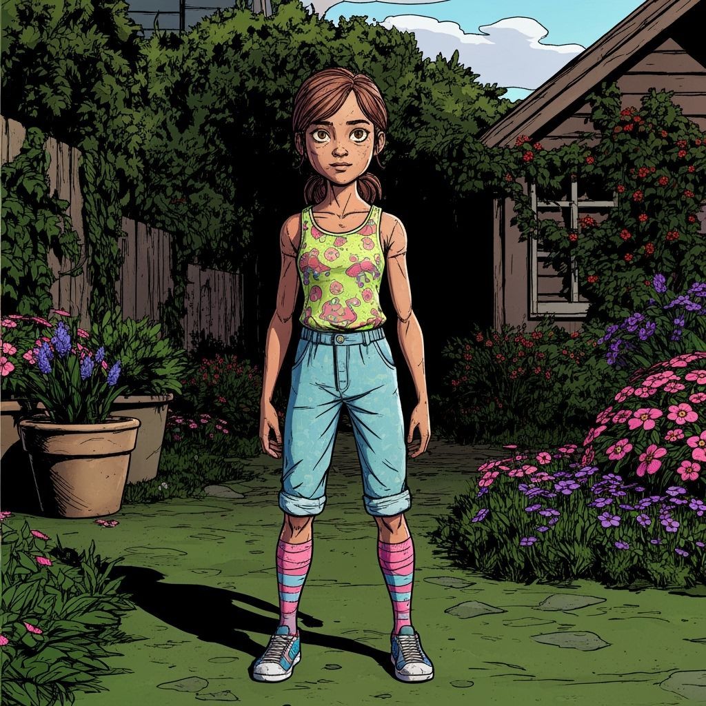 Clementine in Backyard: 3D Comic Book Illustration