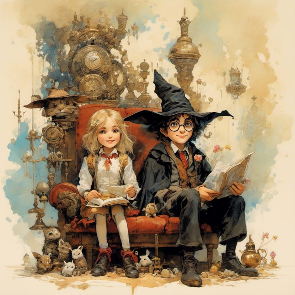 Harry Potter and Hermione: Digital Illustration