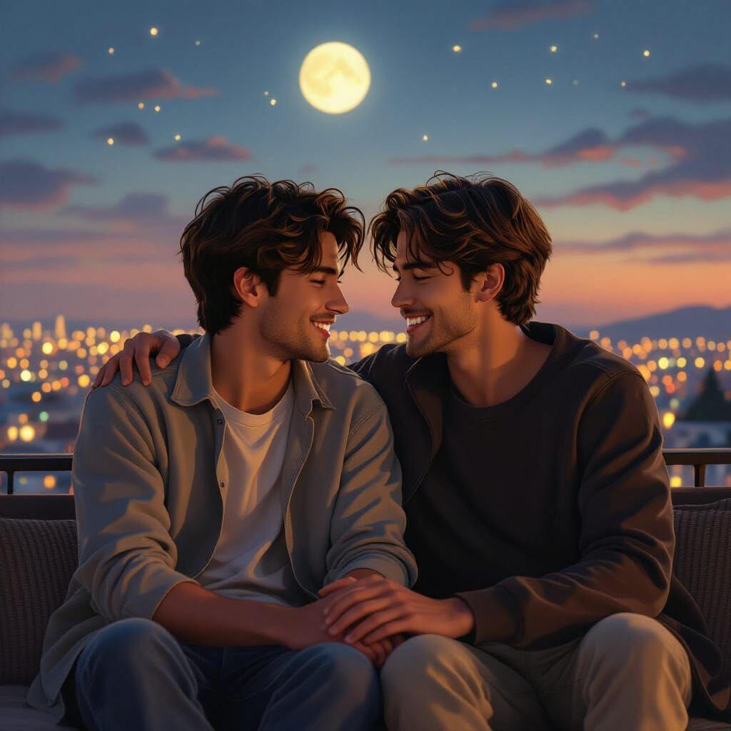 Intimate Terrace Scene with Cityscape