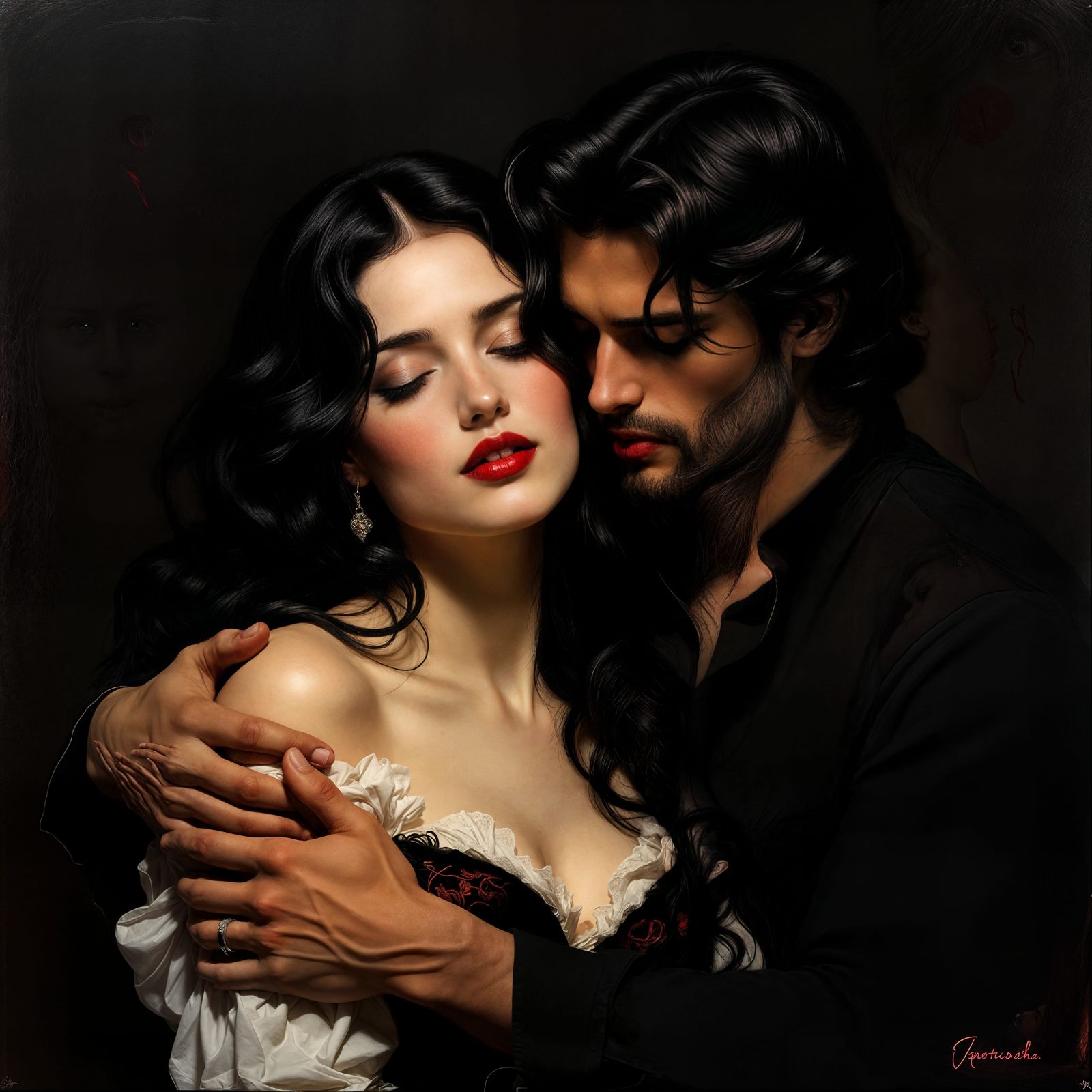 Ethereal Love and Yearning: A Chiaroscuro Masterpiece